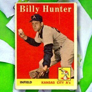 Vintage 1958 Topps Kansas City Athletics Baseball Card #98A Billy Hunter - VG